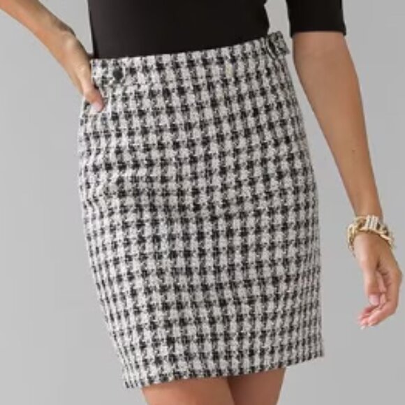 WHBM Houndstooth Checkered Boot Pencil Skirt - Picture 4 of 13